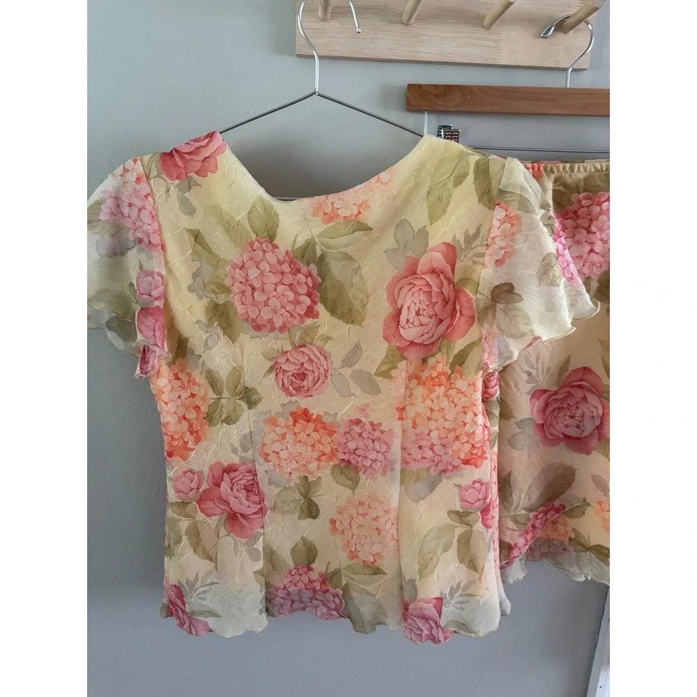 Y2K asymmetrical floral skirt + top